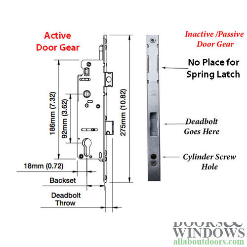 HOPPE Bottom Gear 16mm Inactive Gear 20mm Shootbolt Throw - HOPPE Bottom Gear 16mm Inactive Gear 20mm Shootbolt Throw