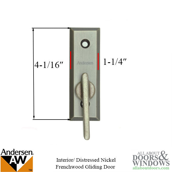 Andersen Frenchwood Gliding Doors - Thumb Latch - Yuma - Inside Lock - Distressed Nickel - Andersen Frenchwood Gliding Doors - Thumb Latch - Yuma - Inside Lock - Distressed Nickel