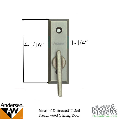 Andersen Frenchwood Gliding Doors - Thumb Latch - Yuma - Inside Lock - Distressed Nickel - Andersen Frenchwood Gliding Doors - Thumb Latch - Yuma - Inside Lock - Distressed Nickel