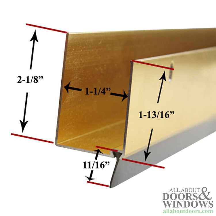 Storm Door Expander and Sweep 1-1/4 Inch Doors, 35-1/16 Inch Length Polished / Bright Brass - Storm Door Expander and Sweep 1-1/4 Inch Doors, 35-1/16 Inch Length Polished / Bright Brass