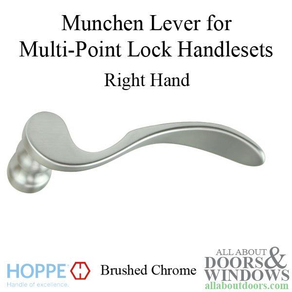 Munchen Lever Handle for Right Handed Multipoint Lock Handlesets - Brushed Chrome - Munchen Lever Handle for Right Handed Multipoint Lock Handlesets - Brushed Chrome