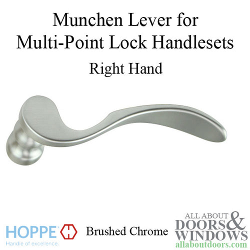 Munchen Lever Handle for Right Handed Multipoint Lock Handlesets - Brushed Chrome - Munchen Lever Handle for Right Handed Multipoint Lock Handlesets - Brushed Chrome