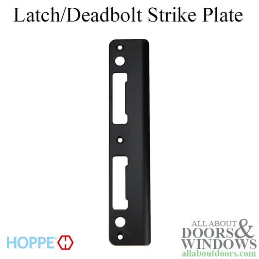 Latch & Deadbolt Strike Plate, 1.74 x 8.82 Curved Lip - Matte Black