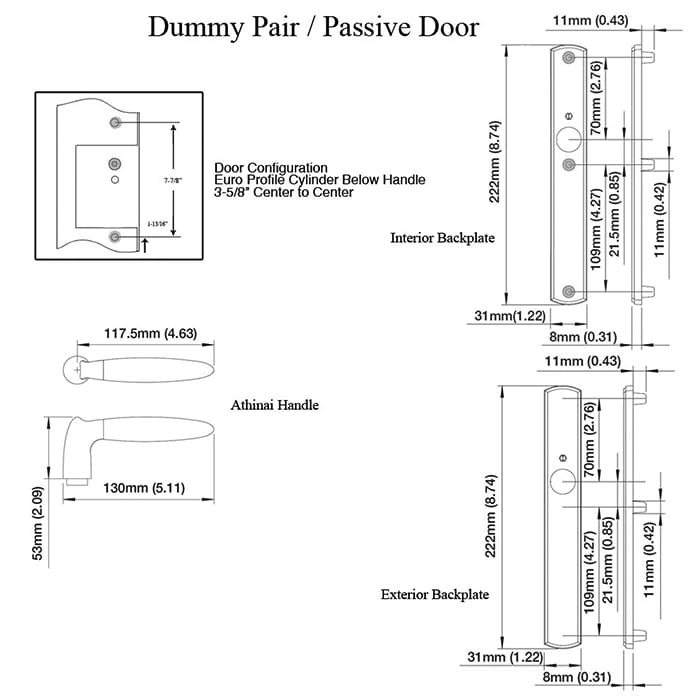 HOPPE Multipoint Lock Handleset, Athinai, Polished Chrome / Br. Stainless Steel, Dummy Pair - HOPPE Multipoint Lock Handleset, Athinai, Polished Chrome / Br. Stainless Steel, Dummy Pair