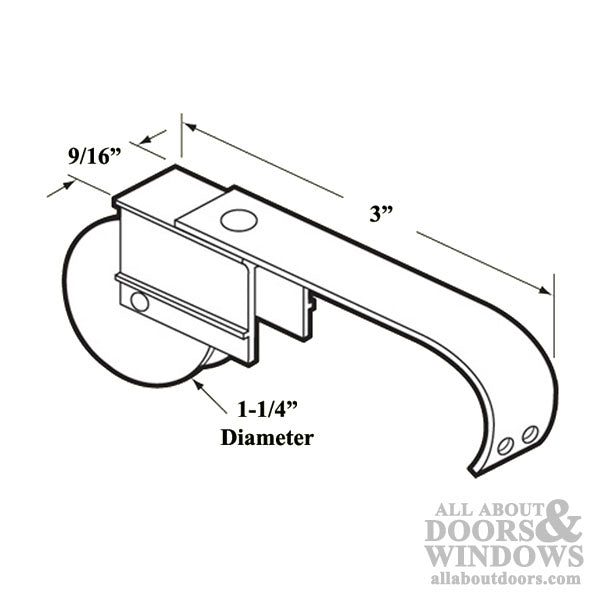 Spring Tension Roller Assembly with 1-1/4 Inch Nylon Wheel for Sliding Screen Door - Spring Tension Roller Assembly with 1-1/4 Inch Nylon Wheel for Sliding Screen Door