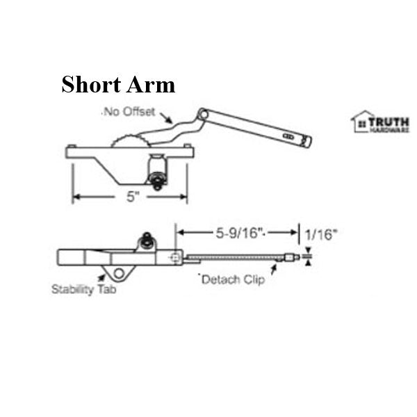 Rear Mount Dyad Casement Operators with Stability Tab, 5-9/16, Right Hand - Choose Color - Rear Mount Dyad Casement Operators with Stability Tab, 5-9/16, Right Hand - Choose Color