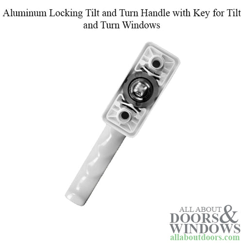 Aluminum Locking Tilt & Turn Handle with Key for Tilt & Turn Windows - White - Aluminum Locking Tilt & Turn Handle with Key for Tilt & Turn Windows - White