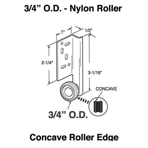 Concave Nylon Monorail Roller Assembly with Steel Bracket - 3/4 In Dia. - Concave Nylon Monorail Roller Assembly with Steel Bracket - 3/4 In Dia.