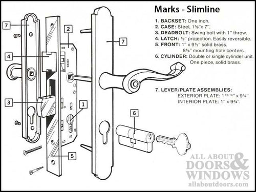 Marks Profile Key Cylinder For Euro Slime Line Door Handles Schlage Keyway - Marks Profile Key Cylinder For Euro Slime Line Door Handles Schlage Keyway