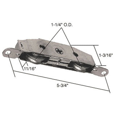 Tandem 1-1/4  stainless steel wheel, roller assembly - Each