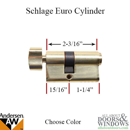 Andersen Keyed Door Cylinder For Storm Doors Keyed Schlage Euro Cylinder 3 colors - Andersen Keyed Door Cylinder For Storm Doors Keyed Schlage Euro Cylinder 3 colors