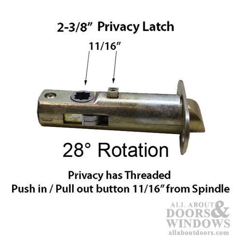 Privacy Spring Latch, 28° rotation  2-3/8 backset - No Faceplate - Privacy Spring Latch, 28° rotation  2-3/8 backset - No Faceplate