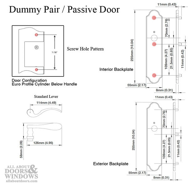 Lock Trim; Munchen M112PL / 3965N, Dummy Pair Door - Rustic Umber - Lock Trim; Munchen M112PL / 3965N, Dummy Pair Door - Rustic Umber