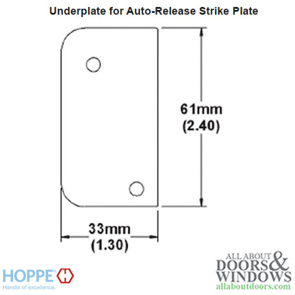 Strike Plate, RU1, Auto-Release Underplate 1.30 x 2.40 - Brass - Strike Plate, RU1, Auto-Release Underplate 1.30 x 2.40 - Brass