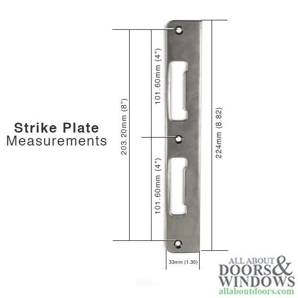 Strike Plate, PC0039N, Latch & Deadbolt  1.30 x 8.82 - Stain. Steel - Strike Plate, PC0039N, Latch & Deadbolt  1.30 x 8.82 - Stain. Steel