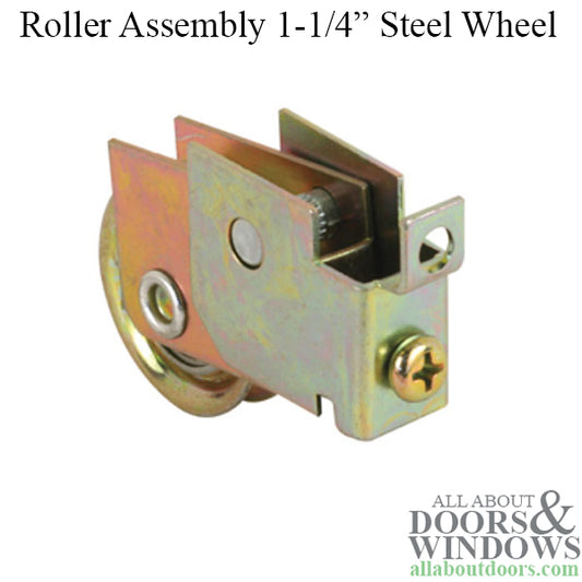 Sliding Door Roller Steel F Tab Style Housing Roller with Ball Bearing 1.25 Inch Single Steel Wheel