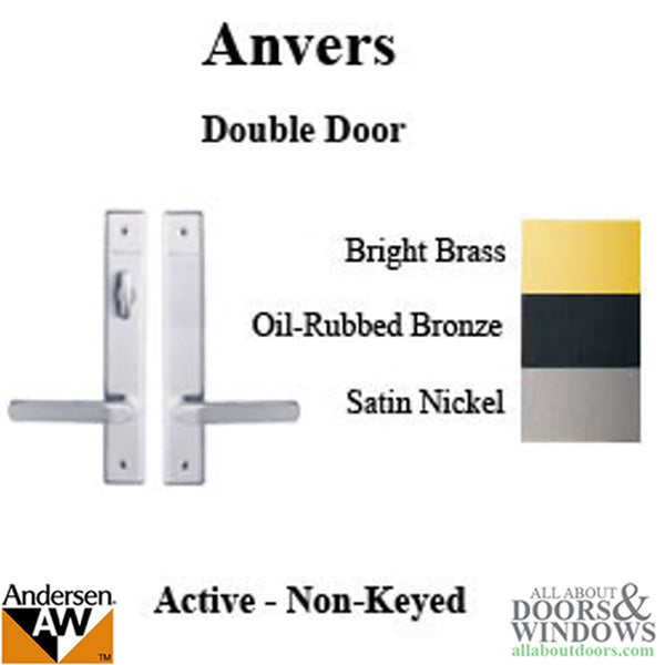 Hardware Kit, Double Door, Anvers, Active / Passive - Satin Nickel - Hardware Kit, Double Door, Anvers, Active / Passive - Satin Nickel