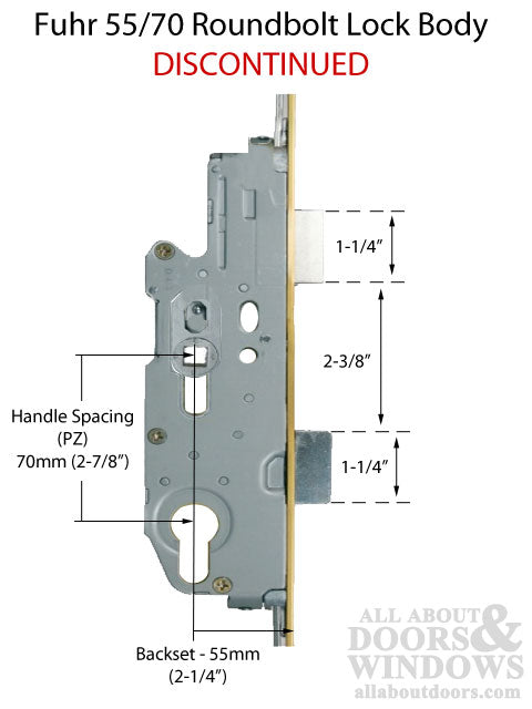 Fuhr 77 inch Roundbolt Multipoint Lock 55mm backset - Discontinued - See Replacement Options - Fuhr 77 inch Roundbolt Multipoint Lock 55mm backset - Discontinued - See Replacement Options