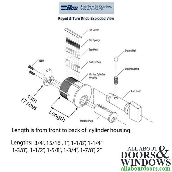 Kaba ilco Mortise Cylinder, 1-3/8