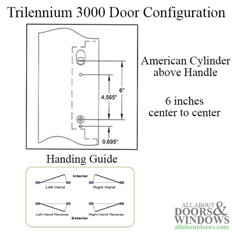 Trilennium 3000 Series 75-3/8 Inch, 9 Foot Door, Right Hand Inswing - Choose Finish - Trilennium 3000 Series 75-3/8 Inch, 9 Foot Door, Right Hand Inswing - Choose Finish