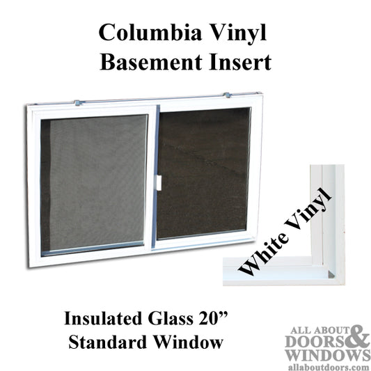 C-400-20 Vinyl Basement Window Insert, Dual Pane Glass