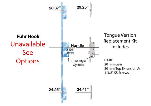 FUHR Hook Version Multipoint Lock, 64-3/16 - Unavailable / See Replacement Options - FUHR Hook Version Multipoint Lock, 64-3/16 - Unavailable / See Replacement Options