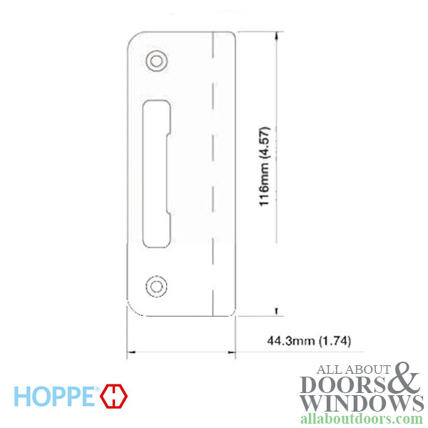 Strike Plate, PT0009N, Tongue curved lip 1.74 x 4.57 - Stainless Steel - Strike Plate, PT0009N, Tongue curved lip 1.74 x 4.57 - Stainless Steel