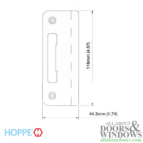 Strike Plate, PT0009N, Tongue curved lip 1.74 x 4.57 - Stainless Steel - Strike Plate, PT0009N, Tongue curved lip 1.74 x 4.57 - Stainless Steel