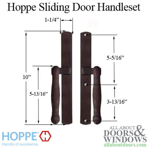 Hoppe HLS 9000 Sliding Door Handle-Set, M574/2165N, Fixed Dummy - Rustic Umber - Hoppe HLS 9000 Sliding Door Handle-Set, M574/2165N, Fixed Dummy - Rustic Umber