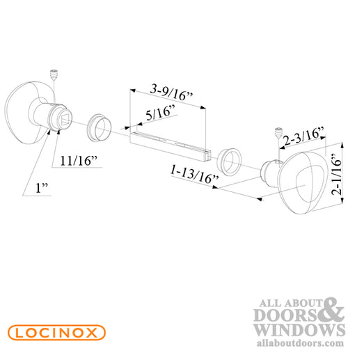 Aluminium Locinox Gate Knob Handle Pair with 3-9/16