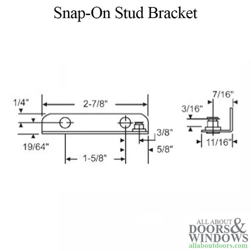 Truth 10402 Snap-On Stud Bracket,  Left Hand - Truth 10402 Snap-On Stud Bracket,  Left Hand