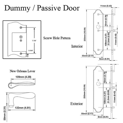 New Orleans M1610 / 3965N Dummy Pair Handleset Rustic Umber - New Orleans M1610 / 3965N Dummy Pair Handleset Rustic Umber