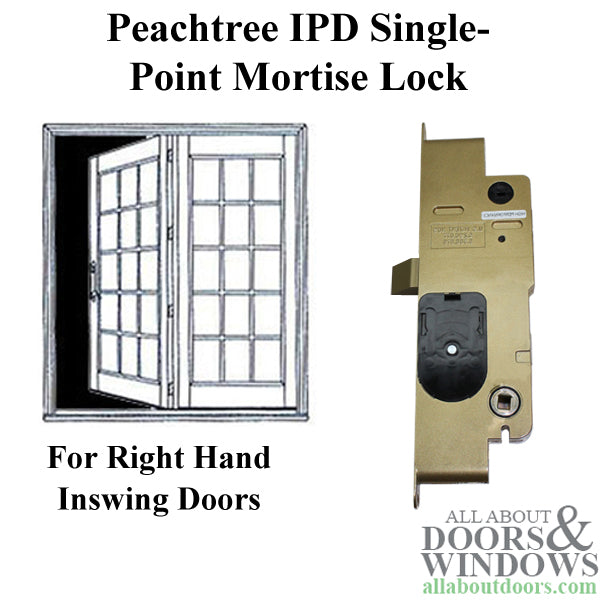 Peachtree IPD French Mortise Lock XO Right Hand Inswing Single Point Active Door Lock - Peachtree IPD French Mortise Lock XO Right Hand Inswing Single Point Active Door Lock