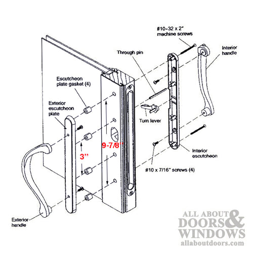 Marvin Active Non-Keyed, Narrow Sliding Door Handle, Center Thumb - Satin Nickel - Marvin Active Non-Keyed, Narrow Sliding Door Handle, Center Thumb - Satin Nickel