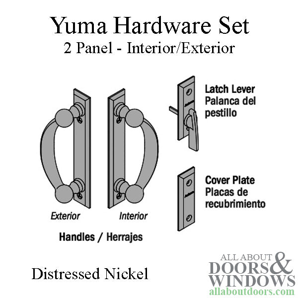 Andersen Frenchwood Gliding Door Trim Hardware, Yuma, 2 Panel Interior and Exterior  - Distressed Bronze - Andersen Frenchwood Gliding Door Trim Hardware, Yuma, 2 Panel Interior and Exterior  - Distressed Bronze