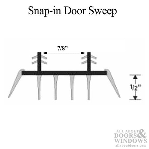 door sweep; snap-in; 2 barbs at 7/8 inches 4 Fins, 2 drip fins 36 in - Brown - door sweep; snap-in; 2 barbs at 7/8 inches 4 Fins, 2 drip fins 36 in - Brown