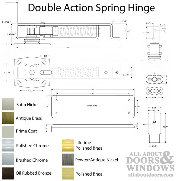 Double Action Spring Hinge, Floor Mount - Choose Finish - Double Action Spring Hinge, Floor Mount - Choose Finish