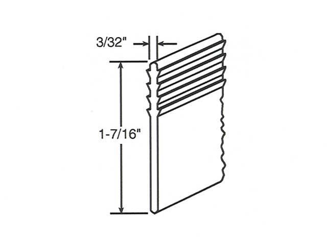 Shower Door Bottom Seal / Sweep 3/32 x 1-7/16 -  Flat - Gray - Shower Door Bottom Seal / Sweep 3/32 x 1-7/16 -  Flat - Gray