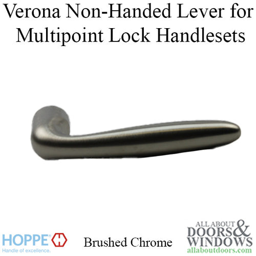 Verona Non-Handed Lever Handle for Multipoint Lock Handlesets - Brushed Chrome - Verona Non-Handed Lever Handle for Multipoint Lock Handlesets - Brushed Chrome