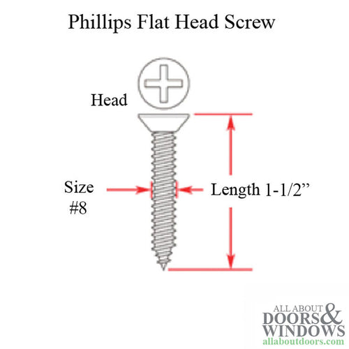 Hinge Screws, 8 x 1.5 Flat Head - Hinge Screws, 8 x 1.5 Flat Head