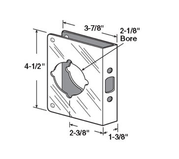 Door Reinforcer - 2-3/8 BS - 1-3/8 Door - Stainless Steel - Door Reinforcer - 2-3/8 BS - 1-3/8 Door - Stainless Steel