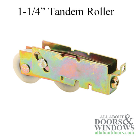 Sliding Door Tandem Roller with Adjustable F Tab Steel Housing 1.25 Nylon Ball Bearing Wheel Diameter