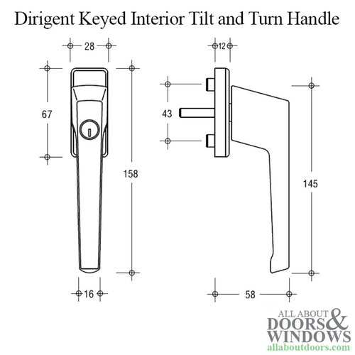 G-U Dirigent Keyed Handle for Tilt & Turn - Choose Color - G-U Dirigent Keyed Handle for Tilt & Turn - Choose Color