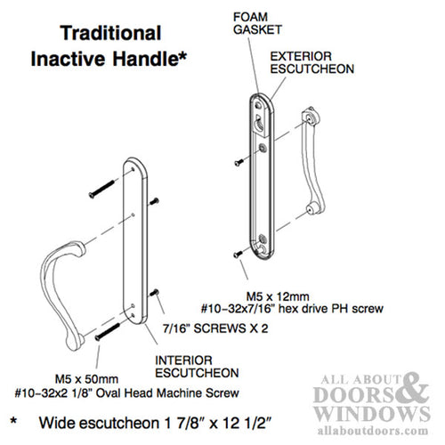 Marvin Ultimate Sliding French Door, Inactive / Dummy wide handle set - Oil Rubbed Bronze - Marvin Ultimate Sliding French Door, Inactive / Dummy wide handle set - Oil Rubbed Bronze