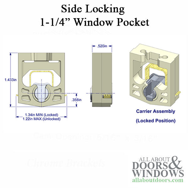 Brake Shoe for 1-1/4 Pocket tilt window balance, Side locking - Brake Shoe for 1-1/4 Pocket tilt window balance, Side locking