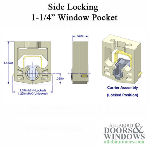 Brake Shoe for 1-1/4 Pocket tilt window balance, Side locking - Brake Shoe for 1-1/4 Pocket tilt window balance, Side locking