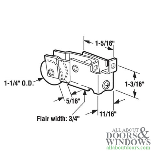 1-1/4  Steel  wheel, Roller Assembly - 1-1/4  Steel  wheel, Roller Assembly