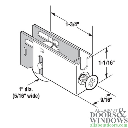 Roller Assembly - Sliding Patio Door, Steel Ball Bearing - Roller Assembly - Sliding Patio Door, Steel Ball Bearing