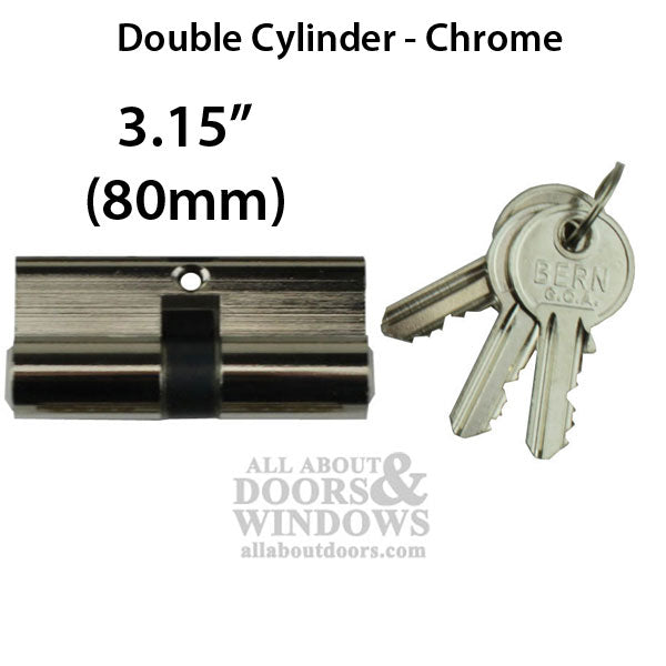 Double Key Gate Lock Profile Cylinder, 80mm - Chrome - Double Key Gate Lock Profile Cylinder, 80mm - Chrome