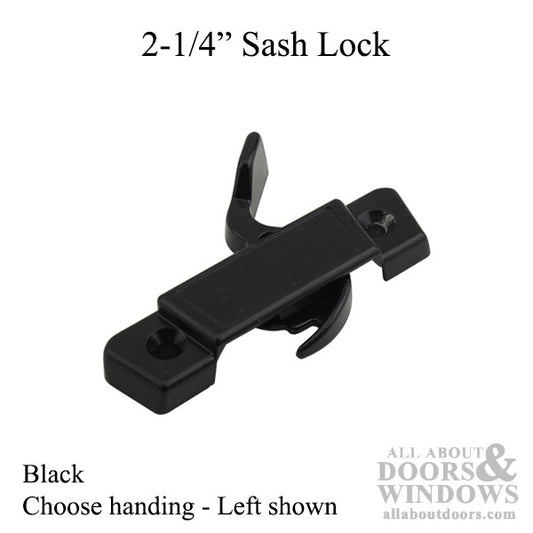 Sash Lock, 2-1/4'' Centered screws, Black - Choose Handing